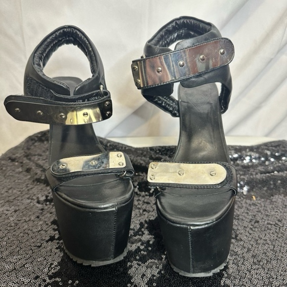 Black and Silver Platform Women's Shoes